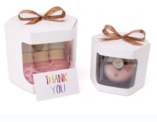 Caixa de bolo de papelão branco personalizada com janela 4 e 6 buracos Caixa de embalagem de bolinhos