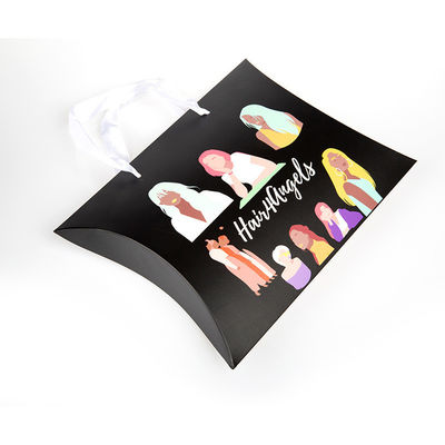 Bolsas de papel personalizadas para extensões de cabelo embalagem caixa de almofada Kraft com alça de comprimento de mão