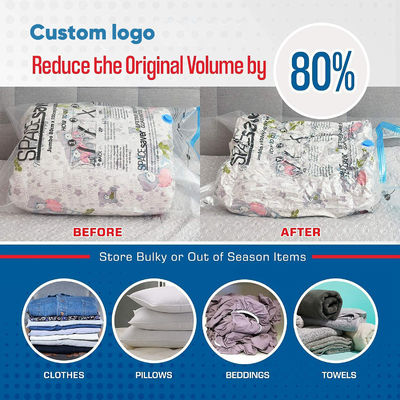Taxa de armazenamento de PET PE de tamanho personalizado organizador de ziplock para armazenamento de roupas de poupança de espaço