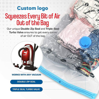 Taxa de armazenamento de PET PE de tamanho personalizado organizador de ziplock para armazenamento de roupas de poupança de espaço