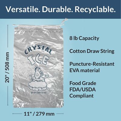 Frigorífico plástico Cubo de gelo Saco de plástico personalizado Durável Reutilizável Mercantile 10 Lb Sacos