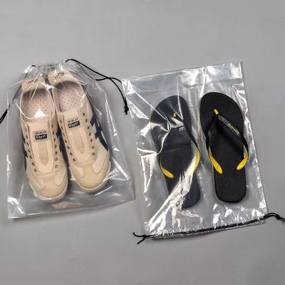 Pacote de armazenamento de roupas personalizadas com saco de PE de corda e bolso de plástico transparente