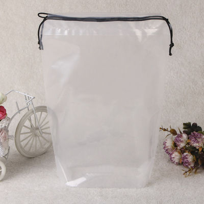 Pacote de armazenamento de roupas personalizadas com saco de PE de corda e bolso de plástico transparente