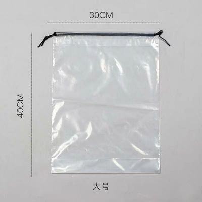 Pacote de armazenamento de roupas personalizadas com saco de PE de corda e bolso de plástico transparente