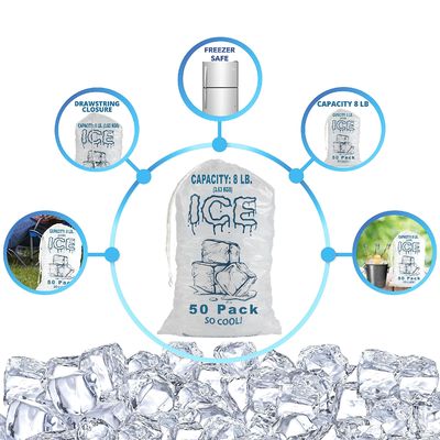 Sacos de gelo de plástico biodegradáveis e duráveis para armazenamento de cubos de gelo