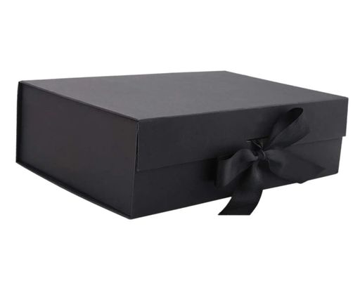 Caixas de embalagem de papel personalizadas elegantes com fita de cor variável e selo magnético