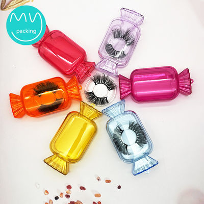 Logotipo personalizado Caixas de lentes de cabelo com tema do caramelo para lentes de cabelo vazias de rótulo privado Acrílico transparente