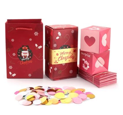 Elegante Caixas de Embalagem de Papel Custom Boutique Presentes de Natal Scrapbook Surpresa Bomba