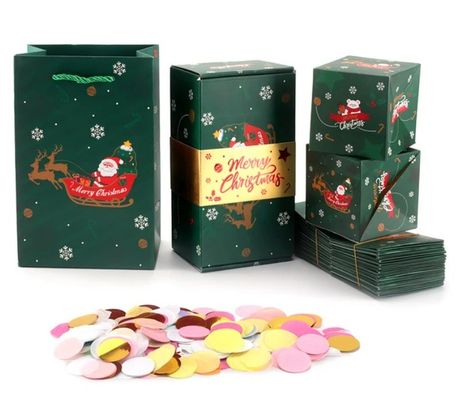 Elegante Caixas de Embalagem de Papel Custom Boutique Presentes de Natal Scrapbook Surpresa Bomba