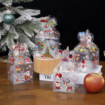 Caixa de doces de forma quadrada PET transparente para decoração de Natal e embalagens de presentes