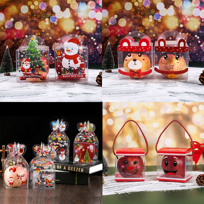 Caixas de maçãs de doces dobráveis PET transparentes para embalagens personalizadas de Natal