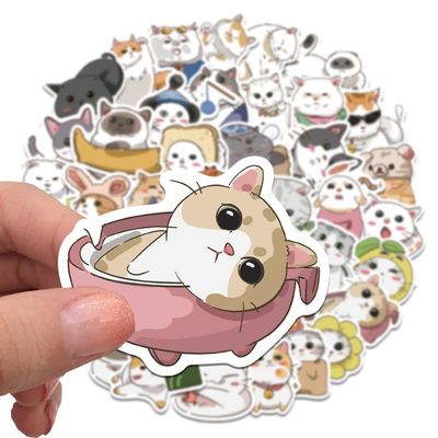 Etiquetas de papel Kraft Agradeço Autocolantes Desenho de desenho animado de gato fofinho para autocolante decorativo