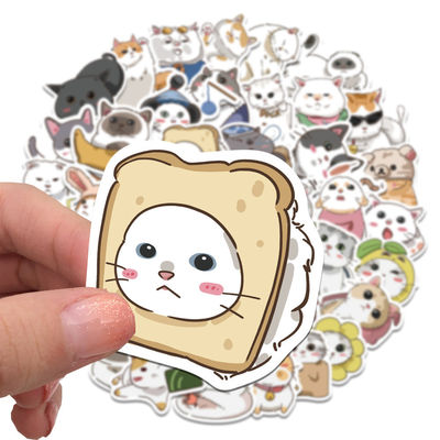Etiquetas de papel Kraft Agradeço Autocolantes Desenho de desenho animado de gato fofinho para autocolante decorativo