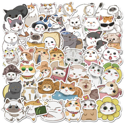 Etiquetas de papel Kraft Agradeço Autocolantes Desenho de desenho animado de gato fofinho para autocolante decorativo