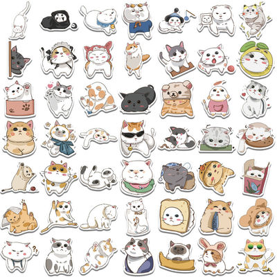 Etiquetas de papel Kraft Agradeço Autocolantes Desenho de desenho animado de gato fofinho para autocolante decorativo