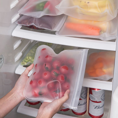 Saco de armazenamento de alimentos de silicone à prova de vazamento reutilizável com tampão de fecho e design auto-selado