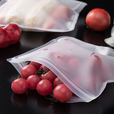 Saco de armazenamento de alimentos de silicone à prova de vazamento reutilizável com tampão de fecho e design auto-selado