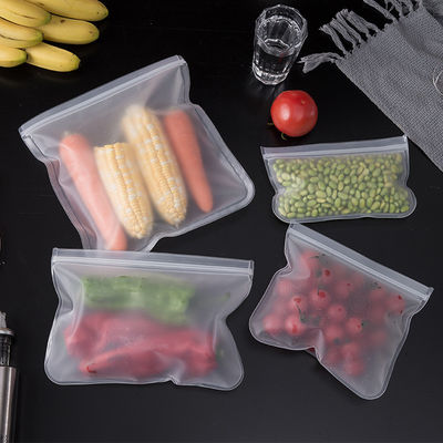 Saco de armazenamento de alimentos de silicone à prova de vazamento reutilizável com tampão de fecho e design auto-selado