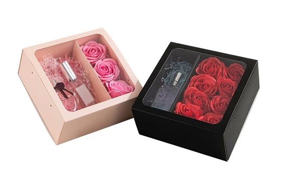 Caixas de embalagem de papel elegantes para flores quadradas