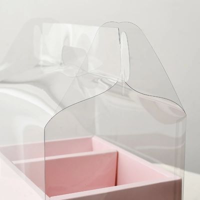 Caixas de bolo de flores transparentes de PVC de casamento, embalagem de presente de aniversário de Natal com alças