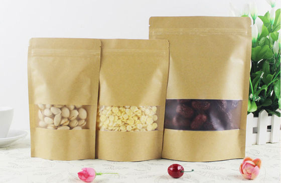 Embalagem de alimentos Padaria Saco de papel Kraft com design personalizado para a janela e ecológico