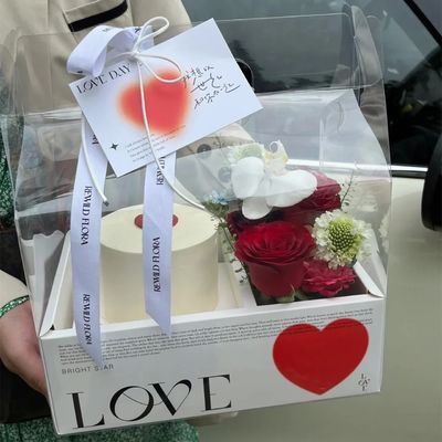 Caixas de bolo de flores transparentes de PVC de casamento, embalagem de presente de aniversário de Natal com alças