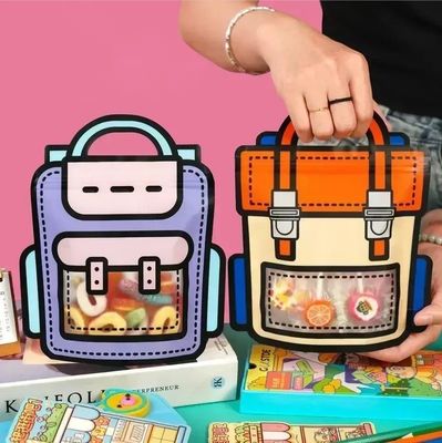 Saco auto-selado com abertura de janela para embalagens em forma de desenho animado de lanches e doces