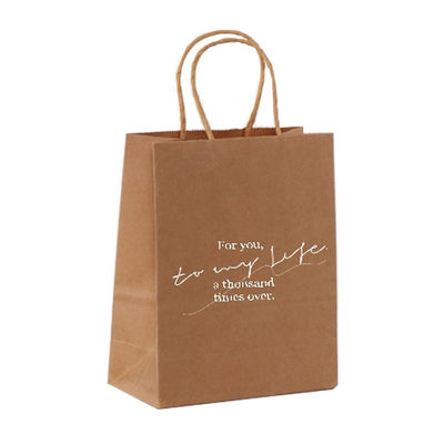 Flexiloop manuseio logotipo personalizado aceito bolsas de papel Kraft para compras de presentes boutique