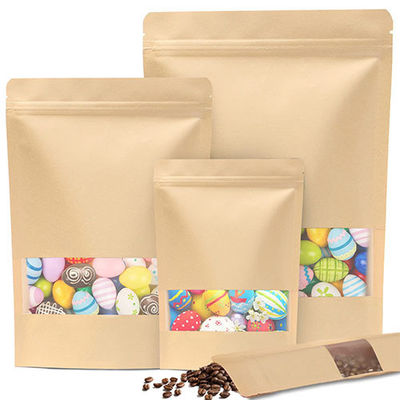 Saco de papel kraft castanho/branco descartável para armazenamento de alimentos