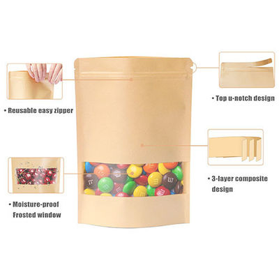 Saco de papel kraft castanho/branco descartável para armazenamento de alimentos