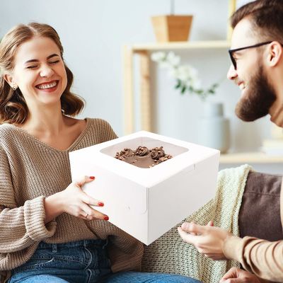 Encomenda personalizada aceita 12 x 12 x 6 polegadas caixa de bolo de papelão quadrado com janela