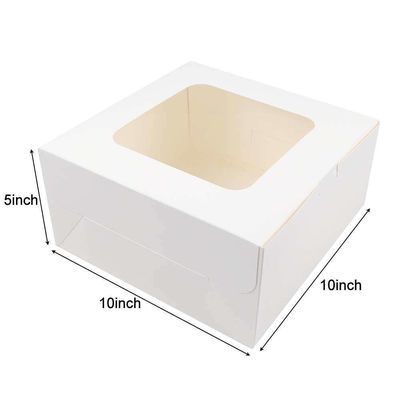 Caixa de bolos de papel branco com janela Caixa de bolo descartável de papelão quadrado