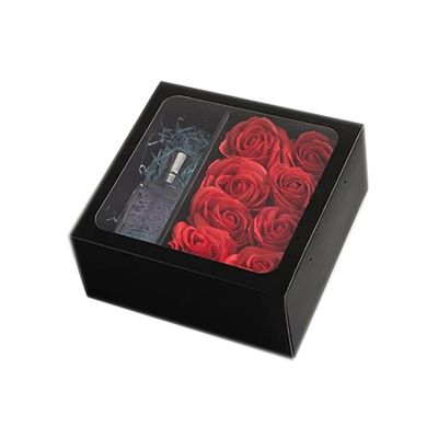 Embalagem Caixa de flores de presente com alça Customizado Quadrado Design PVC janela transparente