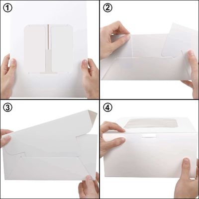 Caixa de bolos de papel branco com janela Caixa de bolo descartável de papelão quadrado