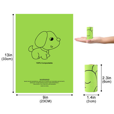 2 rolos para entrega 15 peças de matérias-primas importadas biodegradáveis PET Saco de lixo para cães e gatos POP