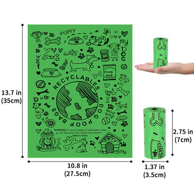 Saco de lixo de plástico para cães e gatos com material degradável PE Unit Roll e logotipo OEM