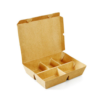 Caixa de almoço de papel de pasta de madeira de 5 quadrados descartável para embalagens de fast food ecológicas