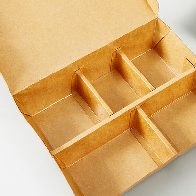 Caixa de almoço de papel de pasta de madeira de 5 quadrados descartável para embalagens de fast food ecológicas