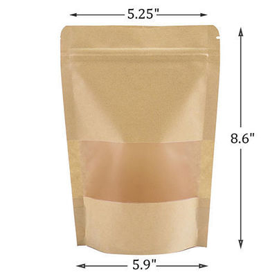 Saco de papel Kraft castanho com ziplock para fácil manuseio e armazenamento