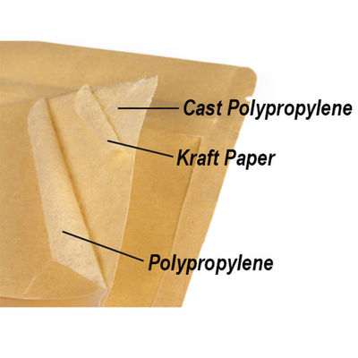 Saco de papel Kraft castanho com ziplock para fácil manuseio e armazenamento