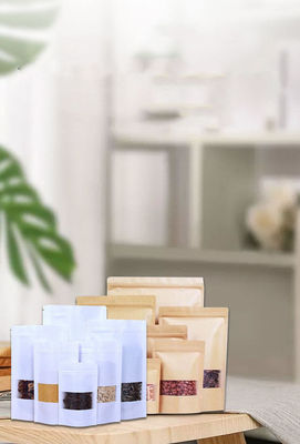 Saco de embalagem de alimentos de papel kraft com fecho de fecho e material PE