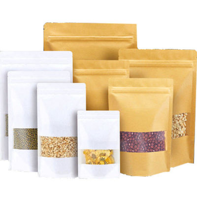 Saco de embalagem de alimentos de papel kraft com fecho de fecho e material PE