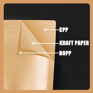 Saco de papel Kraft com fecho de fechadura recolocável, fecho de fecho, fecho de fecho e janela transparente