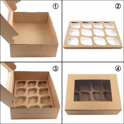 12x12x12 Kraft Paper Custom Cupcake Packing Cake Com Janela Limpa