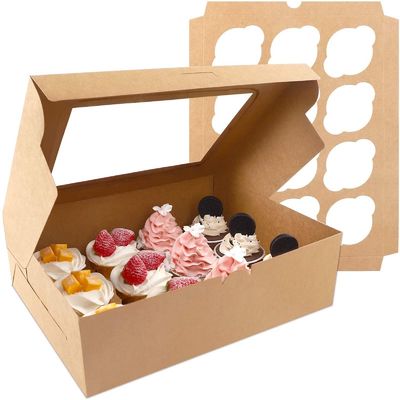 12x12x12 Kraft Paper Custom Cupcake Packing Cake Com Janela Limpa