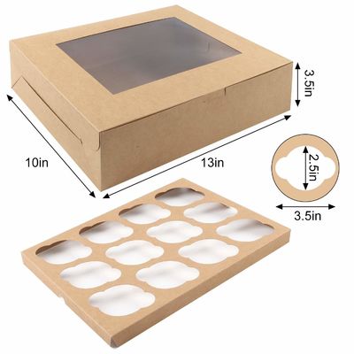 12x12x12 Kraft Paper Custom Cupcake Packing Cake Com Janela Limpa