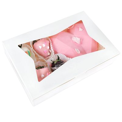 Branco 12 x 12 x 12 Biscoitos Pasteleria Embalagem sobremesas Bolo Donut Caixa com janela clara