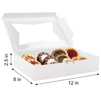 Branco 12 x 12 x 12 Biscoitos Pasteleria Embalagem sobremesas Bolo Donut Caixa com janela clara