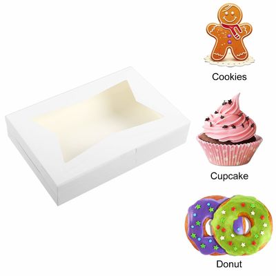 Branco 12 x 12 x 12 Biscoitos Pasteleria Embalagem sobremesas Bolo Donut Caixa com janela clara