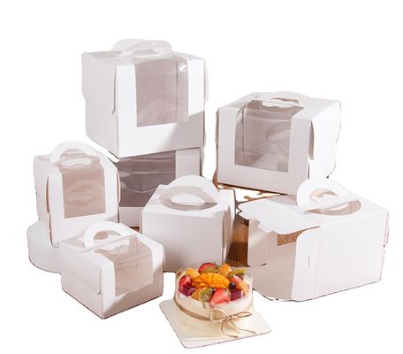 Caixa de bolo de aniversário de 3 polegadas, 4 polegadas, 6 polegadas e 8 polegadas feita de papel artesanal não revestido.